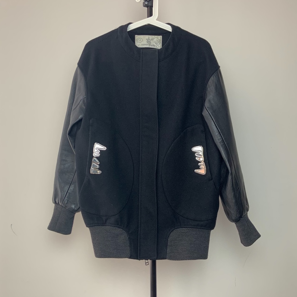 SOLD 🛑 Tsumori Chisato Wool Leather Teeth bomber